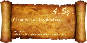 Alexovics Szabolcs névjegykártya